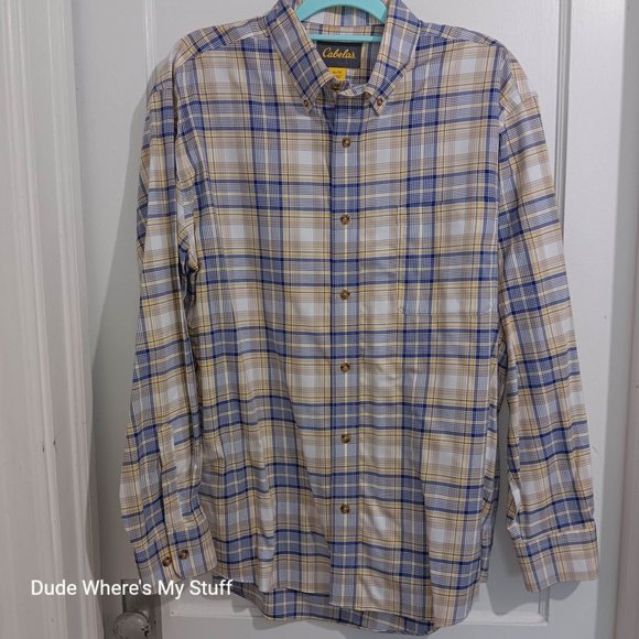 CABELA'S MULTI-COLOR CHECKERED LONG SLEEVE BUTTON DOWN - SIZE XL - Picture 1 of 3